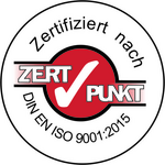 Logo Zertifiziert nach ZertPunkt DIN EN ISO 9001:2015